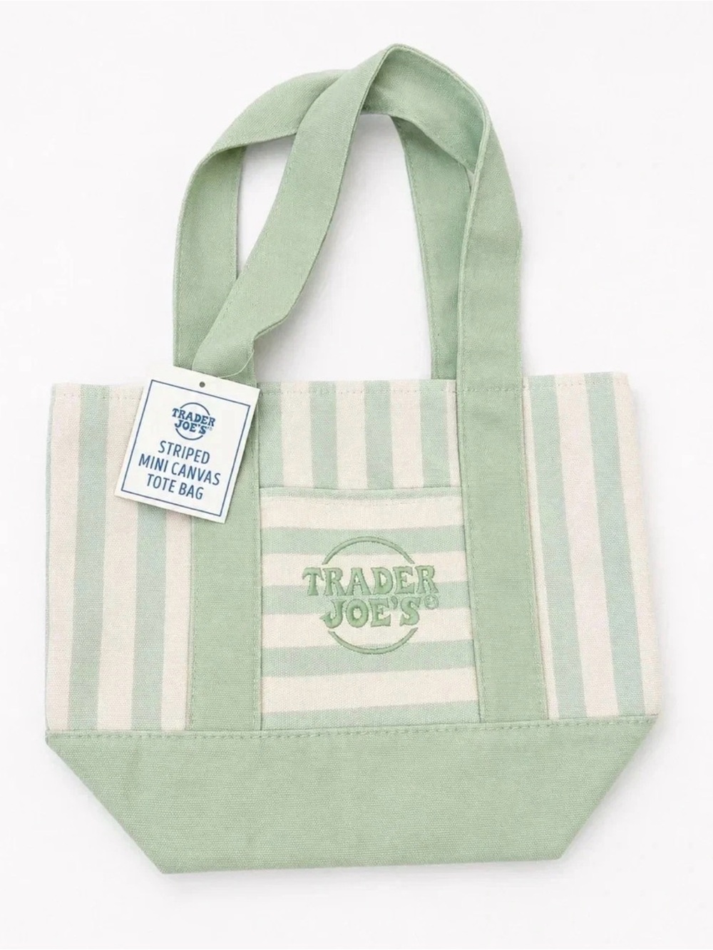 Limited Edition Trader Joe's Striped Mini Canvas Tote Bag - Pick The Color - Picture 5 of 6